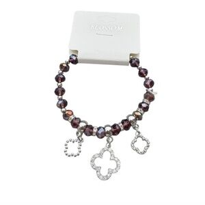 5/$25 Blossom Amber Iridescent & Silver Rainbow Beaded Bracelet with Charms